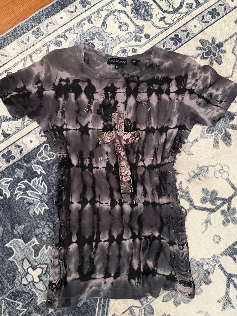 Affliction Black and Charcoal Tie-Dye Tee